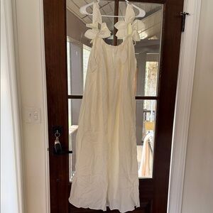 FARM Rio Cream Maxi Dress with Bow Tie Straps